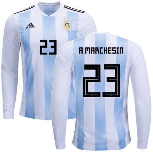 Argentina #23 A.Marchesin Home Long Sleeves Soccer Country Jersey